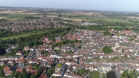 Aerial-pan-above-Sandwich-village-in-Kent