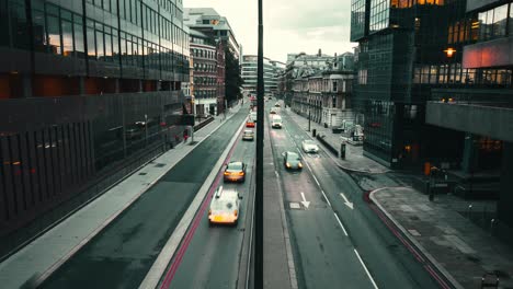Timelapse-of-traffic-on-London-street-from-above-blue-hour