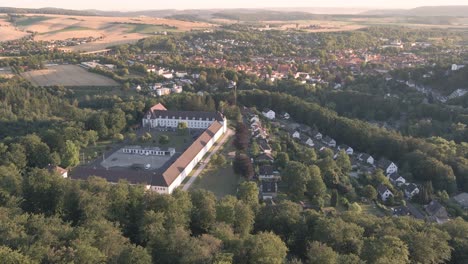 Drone-Reveling-shot-of-German-town