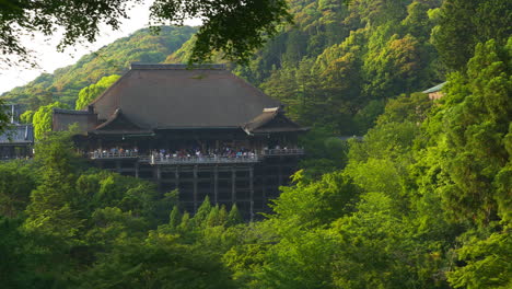 Impresionante-Vista-Del-Templo-Kiyomizu-Dera-Rodeado-De-Frondosos-árboles-Forestales