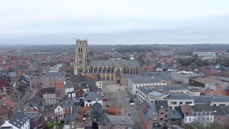 City-Centre-of-Tongeren-and-Basilica-of-Our-Lady-seen-by-aerial-drone