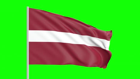 Nationalflagge-Lettlands-Weht-Im-Wind-Auf-Grünem-Bildschirm-Mit-Alpha-Matte