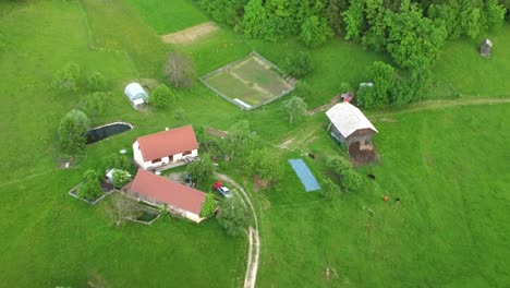 Bird's-Eye-View-Of-The-Farm-Buildings-At-The-Green-Meadow-In-Slovenia