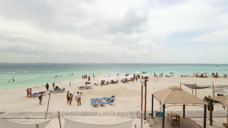 Isla-Mujeres-beach,-Mexico-island-in-Caribbean-Sea-off-Cancun-coast,-aerial-view