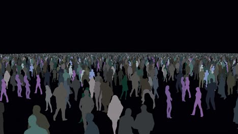 Bunte-Umrisse-Von-Menschen,-Die-In-Einer-Menschenmenge-Stehen-–-Animation