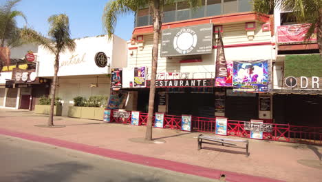 Panorama-Of-Restaurant-Facade-In-Avenida-Revolucion-,-Tijuana,-Mexico