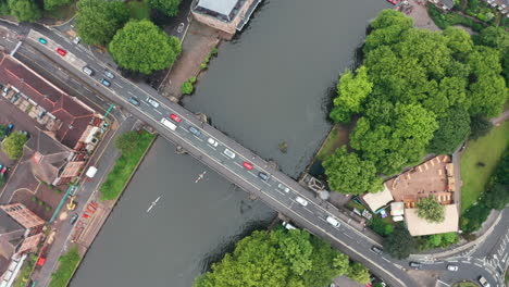 Top-down-drone-shot-over-Skeldergate-bridge-York