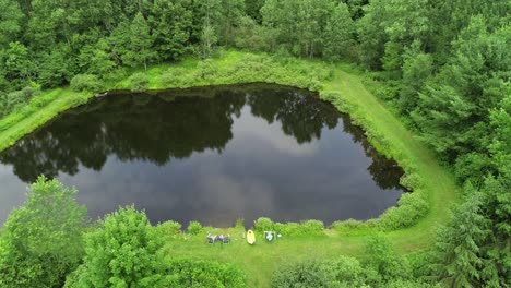 A-small-private-bass-pond-perfectly-set-up-for-enjoyment-in-the-Catskill-Mountains-in-New-York
