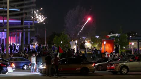 Pro-Palestinian-Protest-In-Mississauga,-Ontario-At-Night