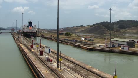 Commercial-ship-transiting-Pedro-Miguel-Locks-at-Panama-Canal