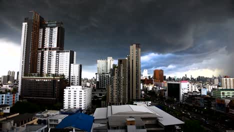 HD-1080p-Monsoon-Storm-Over-Bangkok-With-City-View-of-Apartments-and-Condominiums
