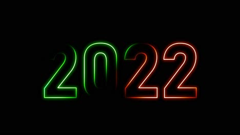 3D-Text-creates-2022-with-glow-color-random-effect-on-black-background