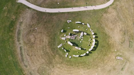 Rotating-top-down-drone-shot-of-Stonehenge-UK
