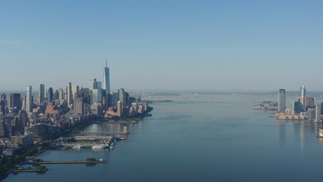 A-drone-view-over-the-Hudson-River-early-in-the-morning