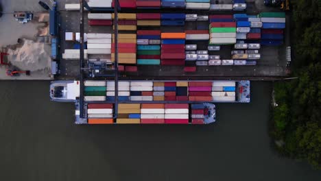 Aerial-Top-Down-View-Of-Gantry-Crane-Loading-Facility