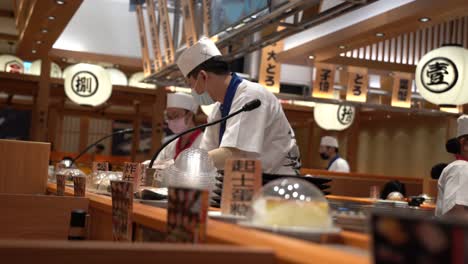 Side-View-of-Authentic-Japanese-Style-Gatten-Sushi-Train-Restaurant-at-Gloria-Outlet-Taoyuan-City-Taiwan