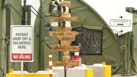 central-post-sign-at-a-temporary-army-hospital-base-camp-in-Toronto