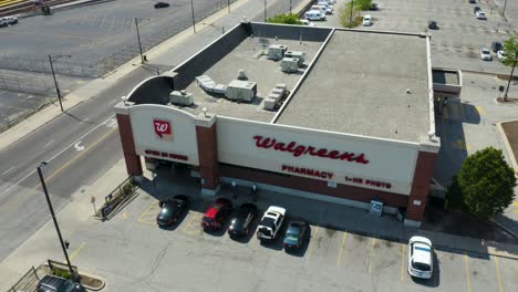 Aerial-View-of-Walgreens-Convenience-Store-and-Pharmacy-on-Summer-Day