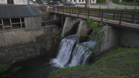 Aleksupites-Waterfall-in-Kuldiga-Latvia.-Static-Shot