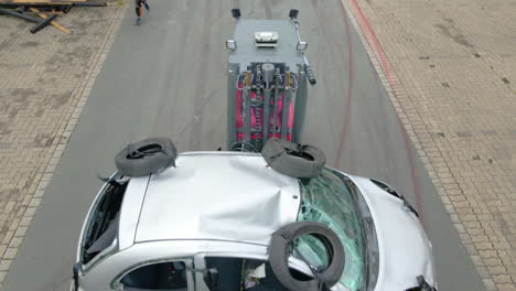 Forklift-Move-Crushed-Car-At-Team-Lagrin-Stunt-Show-In-Germany