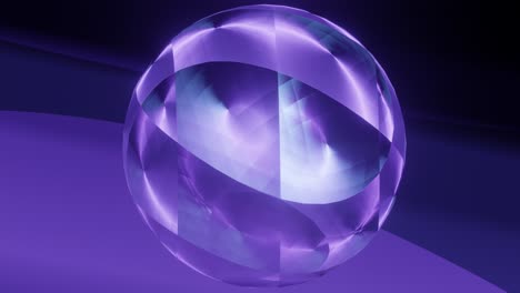 Bucle-Transparente-De-Bola-De-Cristal-Facetado-Brillante-Púrpura,-Vértices-Vectoriales-Modernos-Y-Futuristas-En-Evolución-Animación-3d
