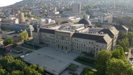 Aerial-Orbiting-Shot-of-ETH--Zurich-in-Switzerland