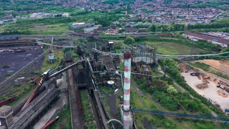 Aerial-top-down-view-of-abandoned-steel-factory