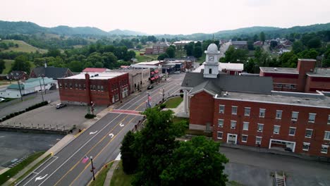 Wide-Aerial-Pull-Out,-Lebanon-Virginia,-Russell-County-Virginia,-Small-Town-America,-Small-Town-USA,-My-Hometown
