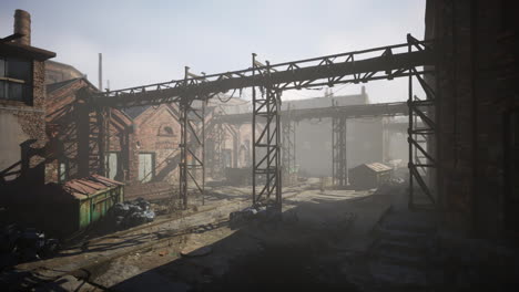 Abandoned-factory-with-concrete-ruins-in-industrial-district
