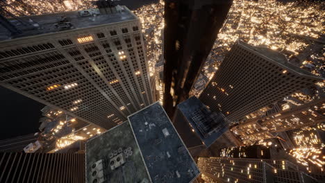 Aerial-view-of-glowing-high-rise-buildings