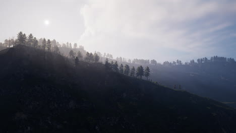 Majestätischer-Grüner-Bergwald-Auf-Nebelhintergrund