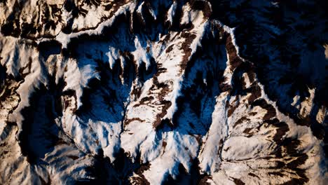 Aerial-view-of-snow-mountain-range-landscape
