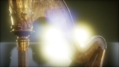 Harp-instrument-in-dark-with-bright-lights