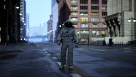 Einsamer-Astronaut-In-Einer-Verlassenen-Stadt