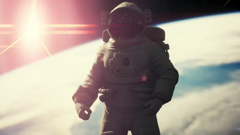 Astronauta-En-El-Espacio-Ultraterrestre-Sobre-El-Planeta-Tierra