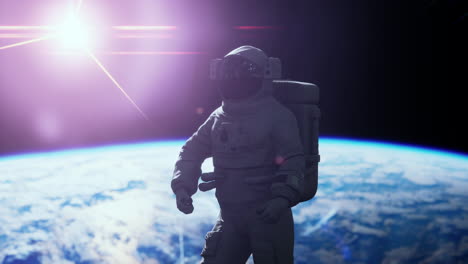Astronaut-Arbeitet-An-Einem-Raumschiff.-Von-Der-NASA-Bereitgestellte-Bildelemente