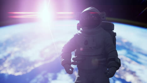 Astronaut-Arbeitet-An-Einem-Raumschiff.-Von-Der-NASA-Bereitgestellte-Bildelemente