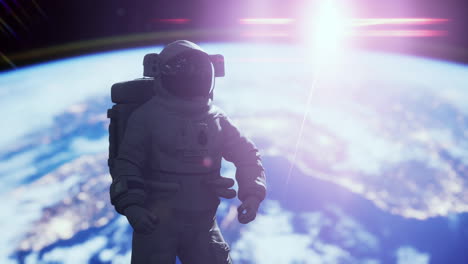 Astronauta-En-El-Espacio-Ultraterrestre-Sobre-El-Planeta-Tierra