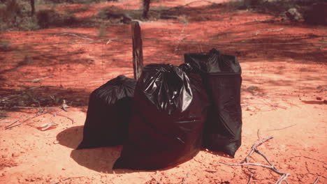 closeup-of-full-trash-bags-on-the-sand