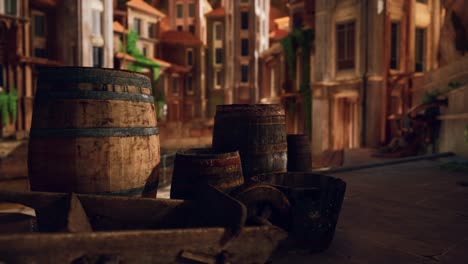 old-wooden-wine-barrels-in-a-sea-town-port