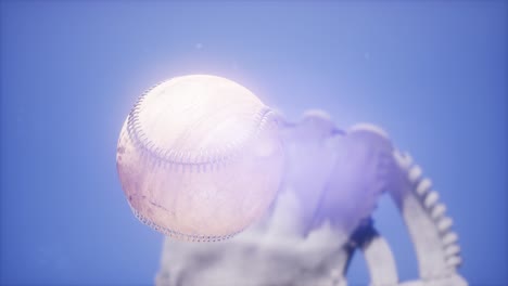 Baseball-and-Mitt-at-Blue-Sky-Background