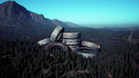 Neumáticos-De-Automóviles-Abandonados-En-Las-Montañas
