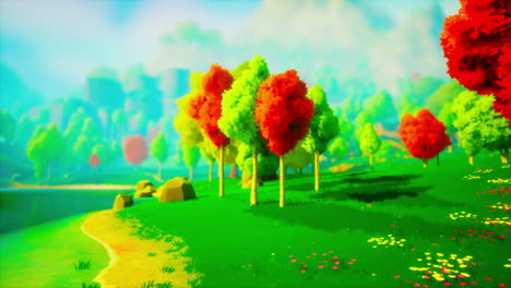 colorful-cartoon-forest-at-sunset