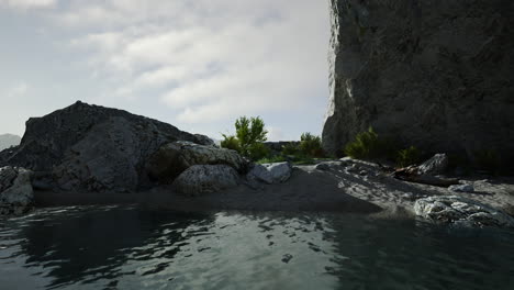Rock-cliff-and-emerald-sea-in-island