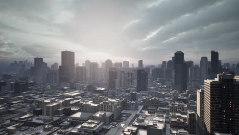 skyline-aerial-view-at-sunset-with-skyscrapers