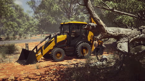 Tractor-Excavadora-En-Bosque-De-Arbustos
