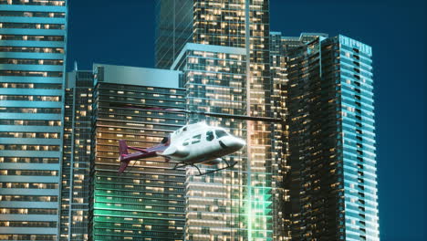 Helicopter-flies-through-center-of-big-city