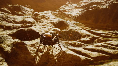 Insight-Mars-Erkundet-Die-Oberfläche-Des-Roten-Planeten.-Von-Der-NASA-Bereitgestellte-Elemente.