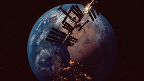 Estación-Espacial-Internacional-En-El-Espacio-Ultraterrestre-Sobre-La-órbita-Del-Planeta-Tierra