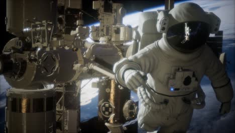 International-Space-Station-and-astronaut-in-outer-space-over-the-planet-Earth
